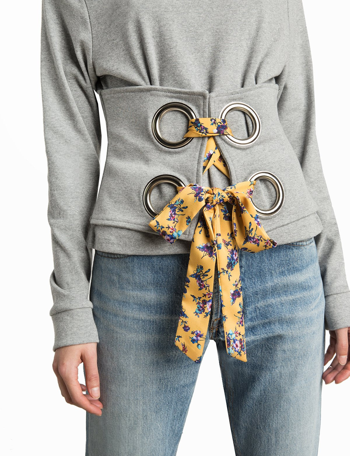 Eyelet Scarf Tie OTS Sweatshirt