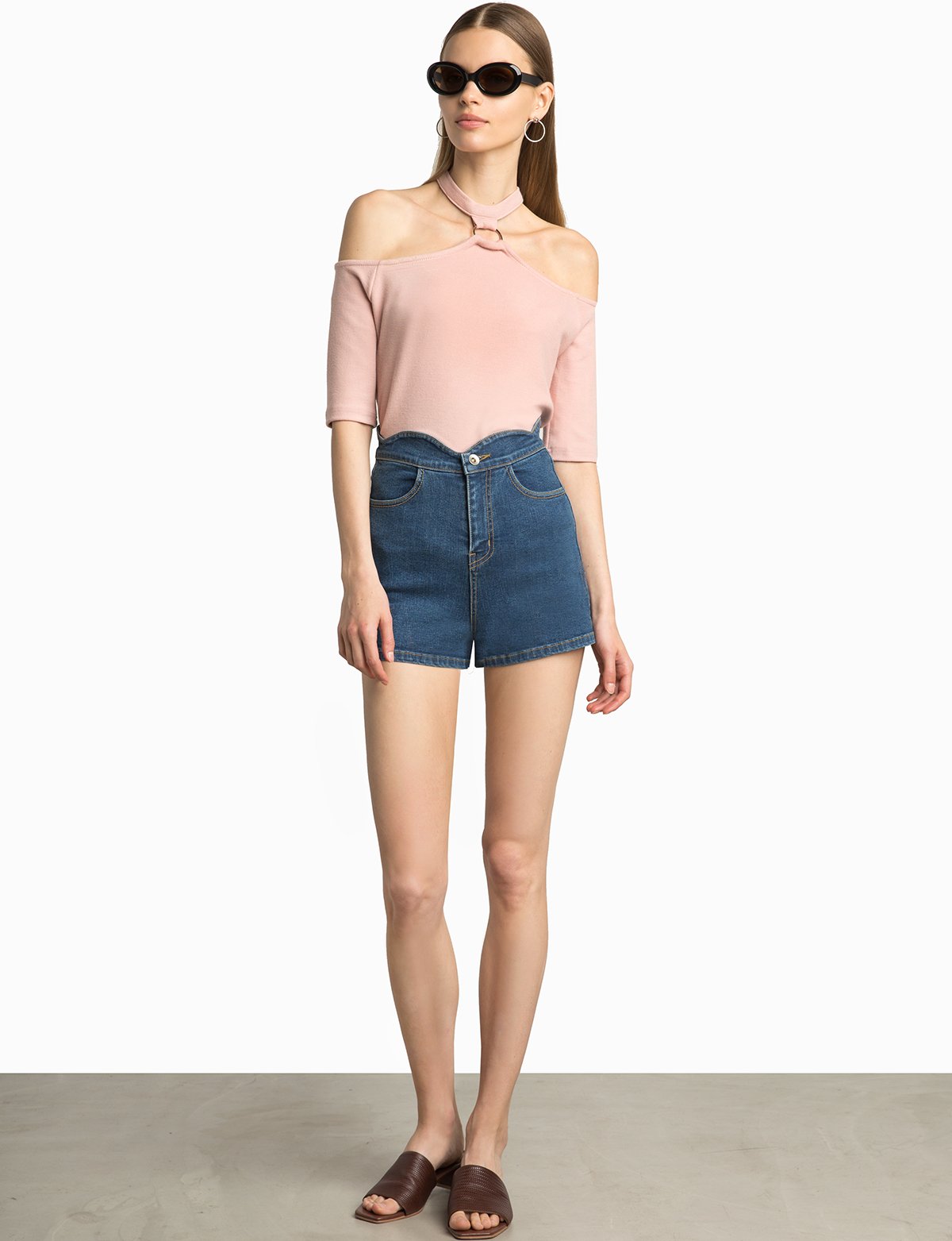 Mischa Scalloped Denim Shorts