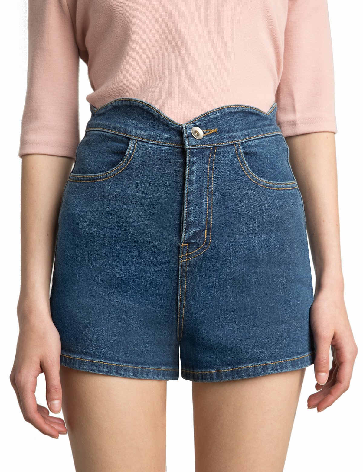 Mischa Scalloped Denim Shorts