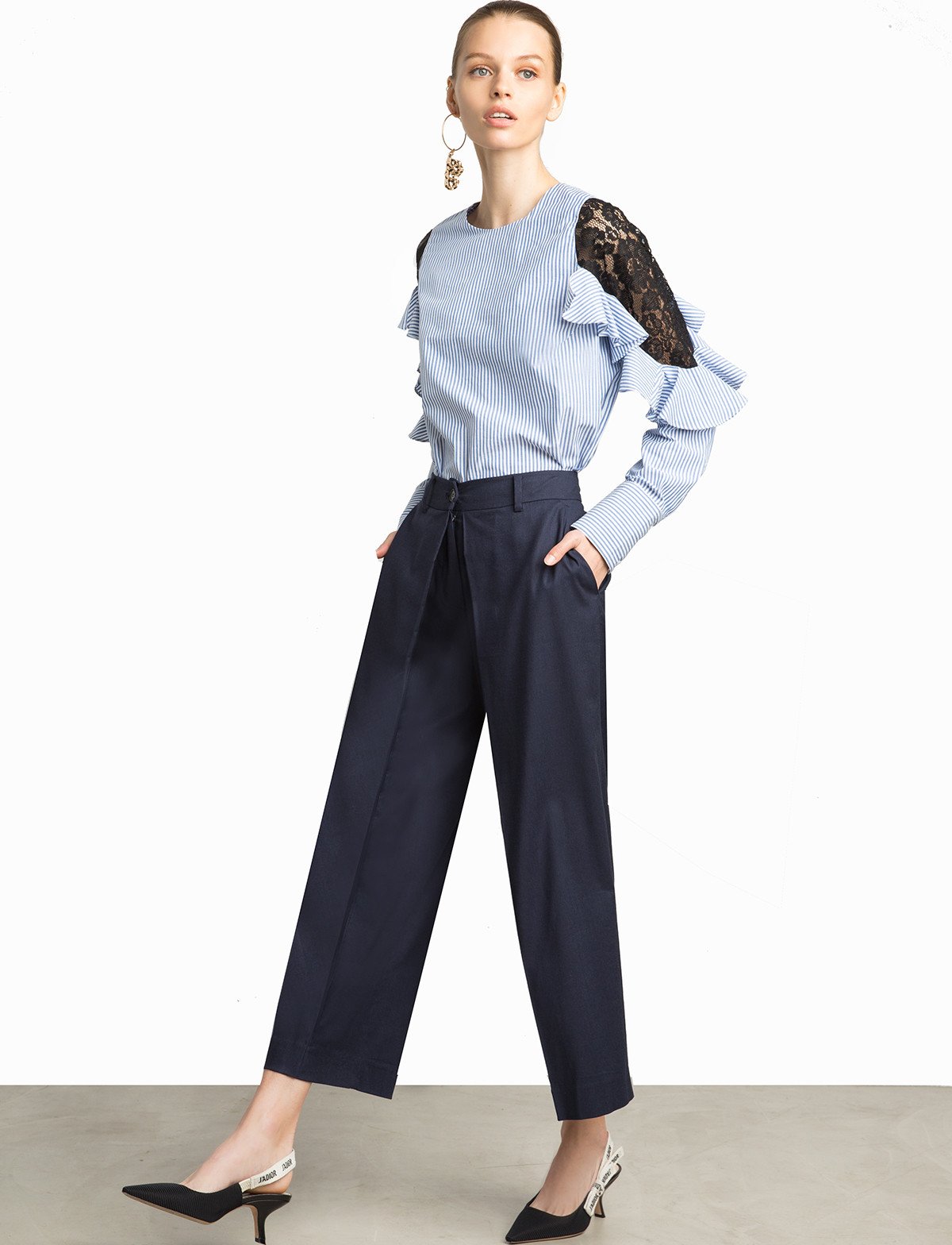 Dylan Navy Linen Layered Pants