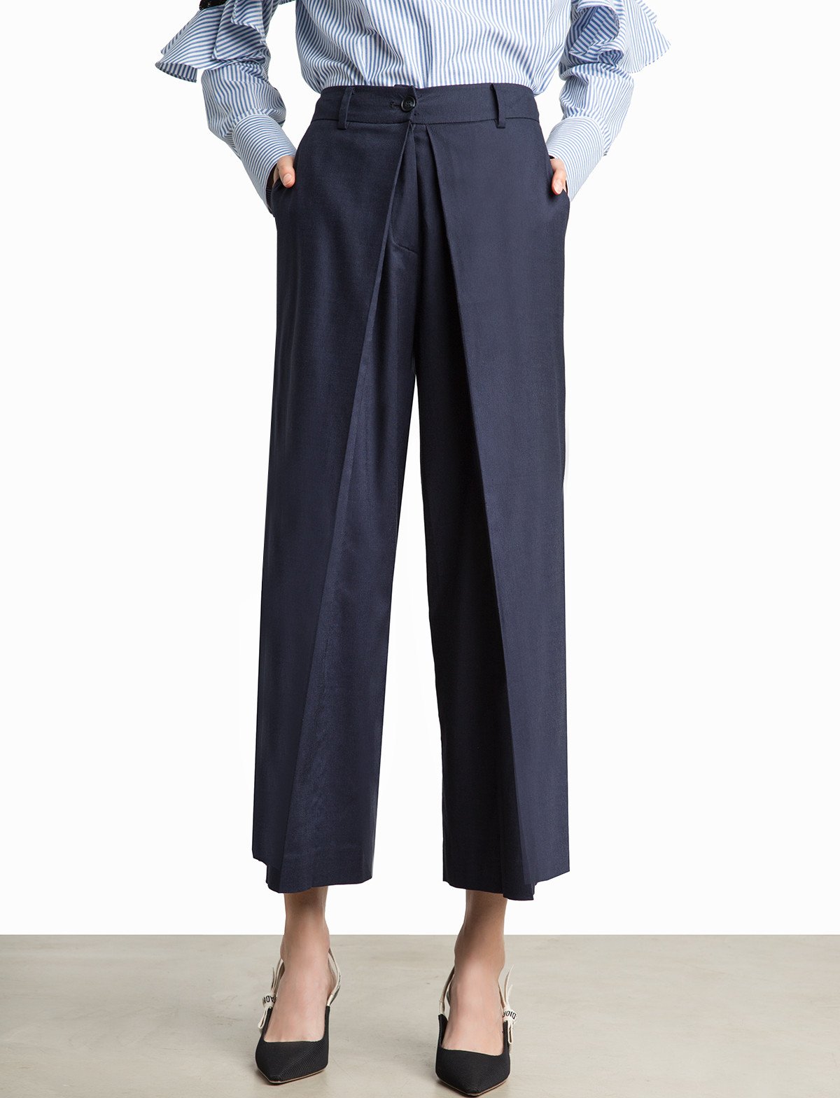 Dylan Navy Linen Layered Pants