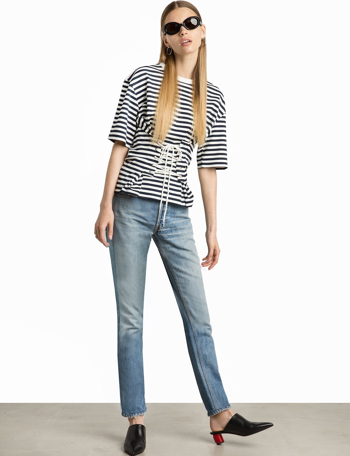 Muse Striped Jersey Corset Tee