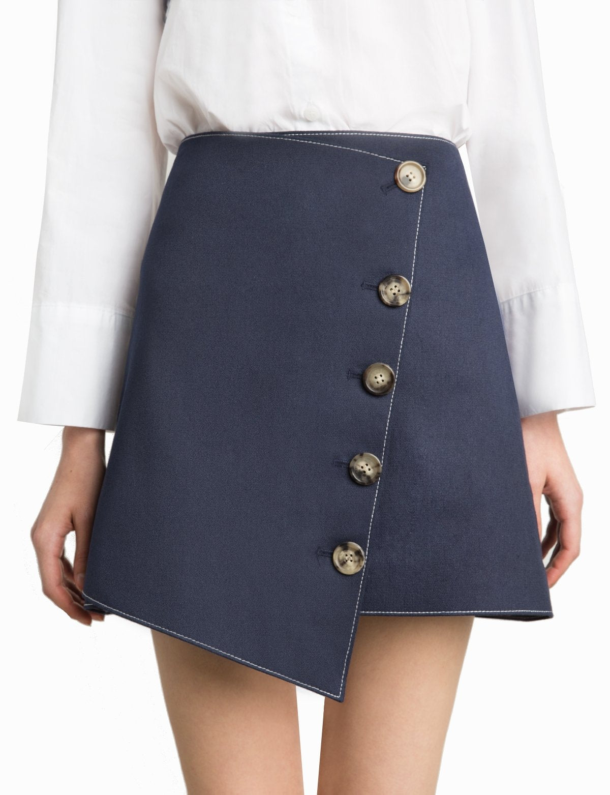 Baxter Denim Asymmetric Button Skirt