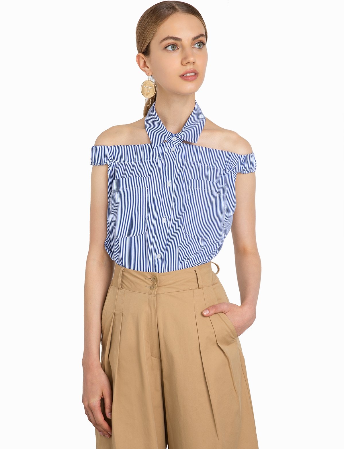 Nina Striped Collar Top