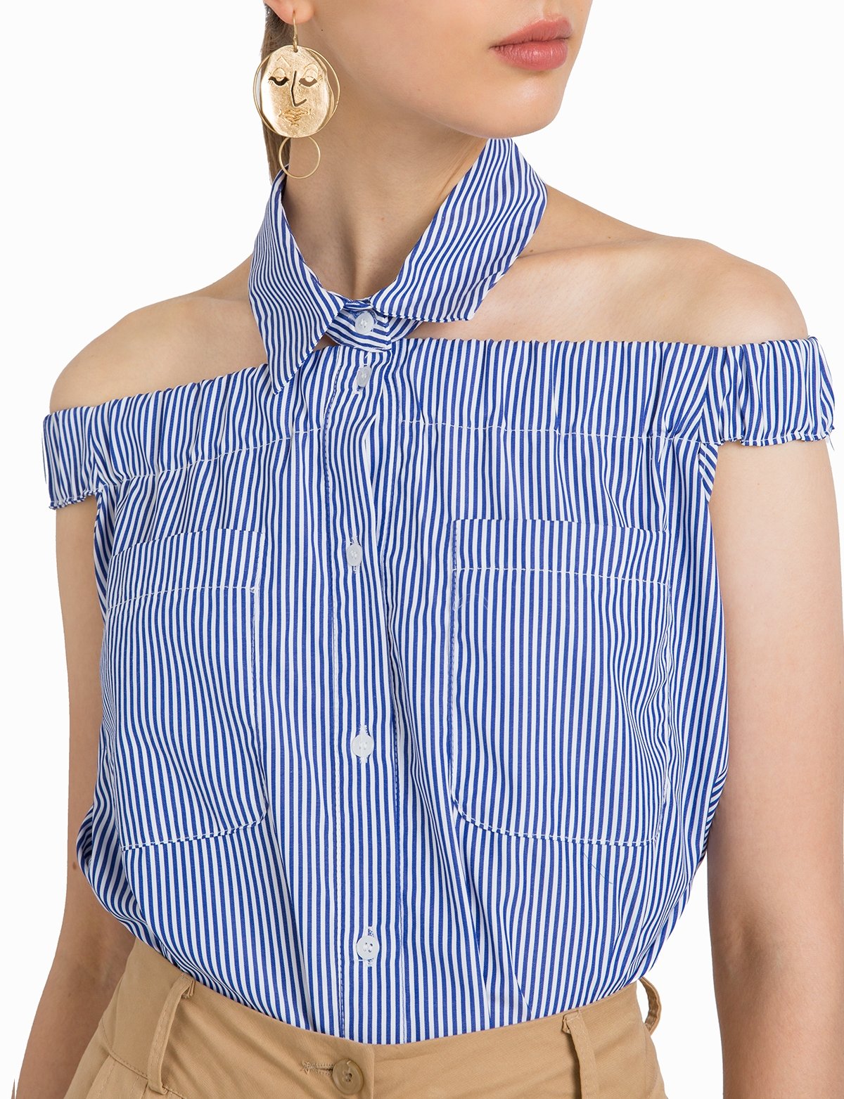 Nina Striped Collar Top