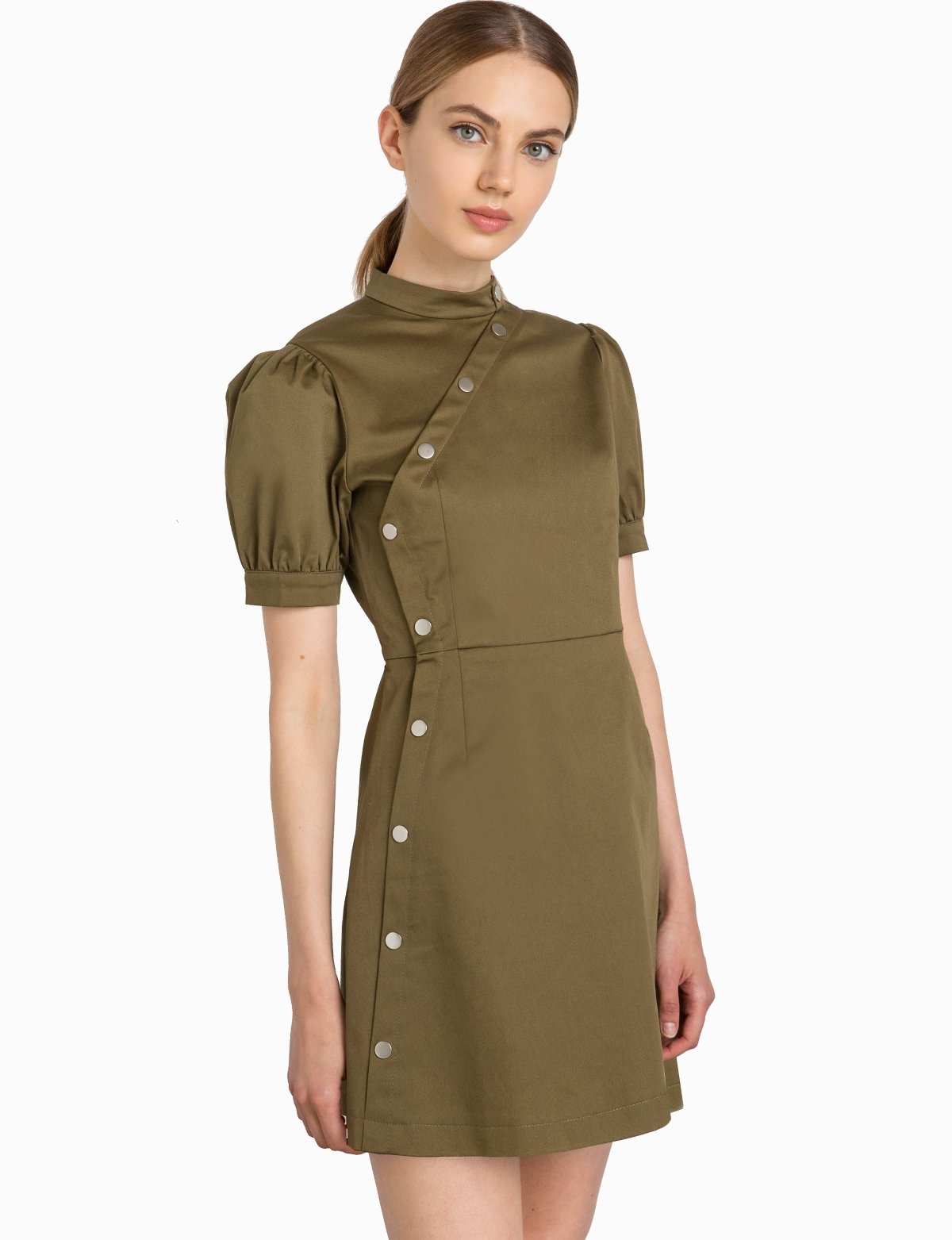 Olive Snap Button Dress