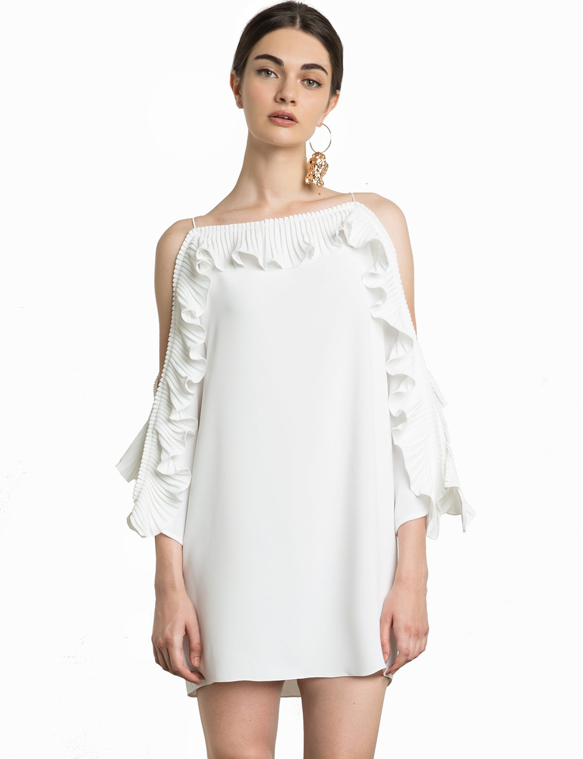 Lily Pleated Cold Shoulder Dress