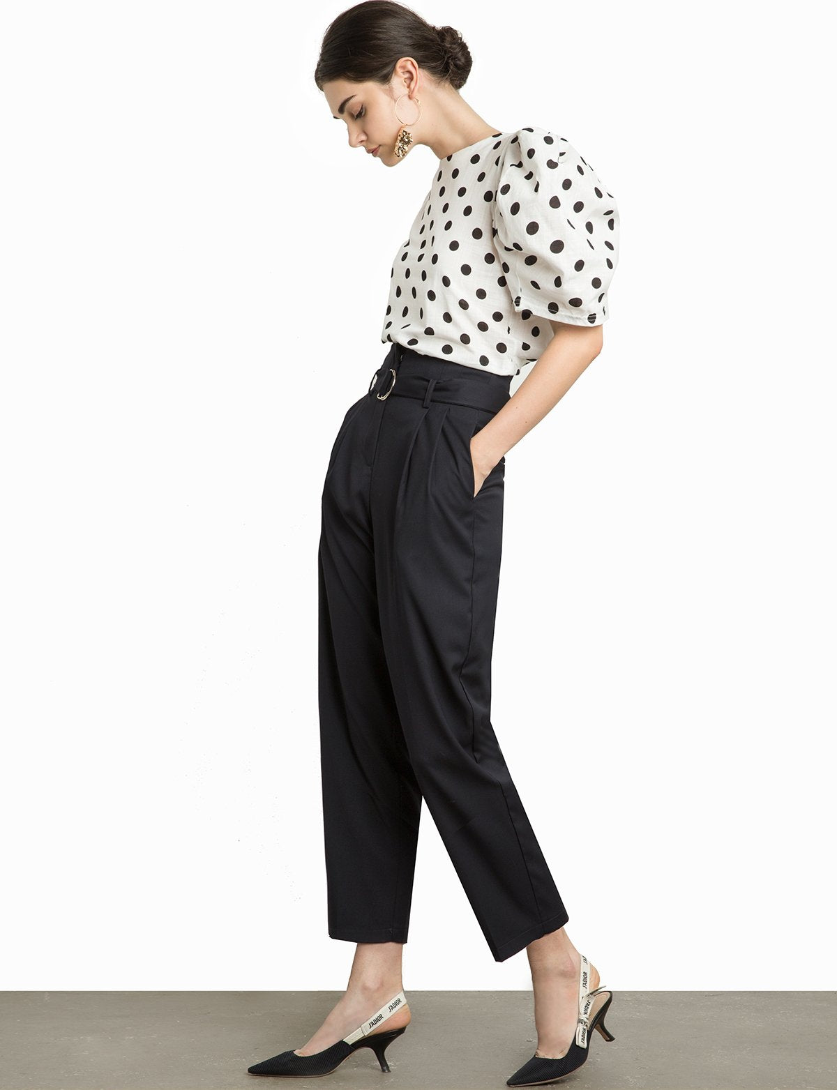 Black Belted High Waist Pants