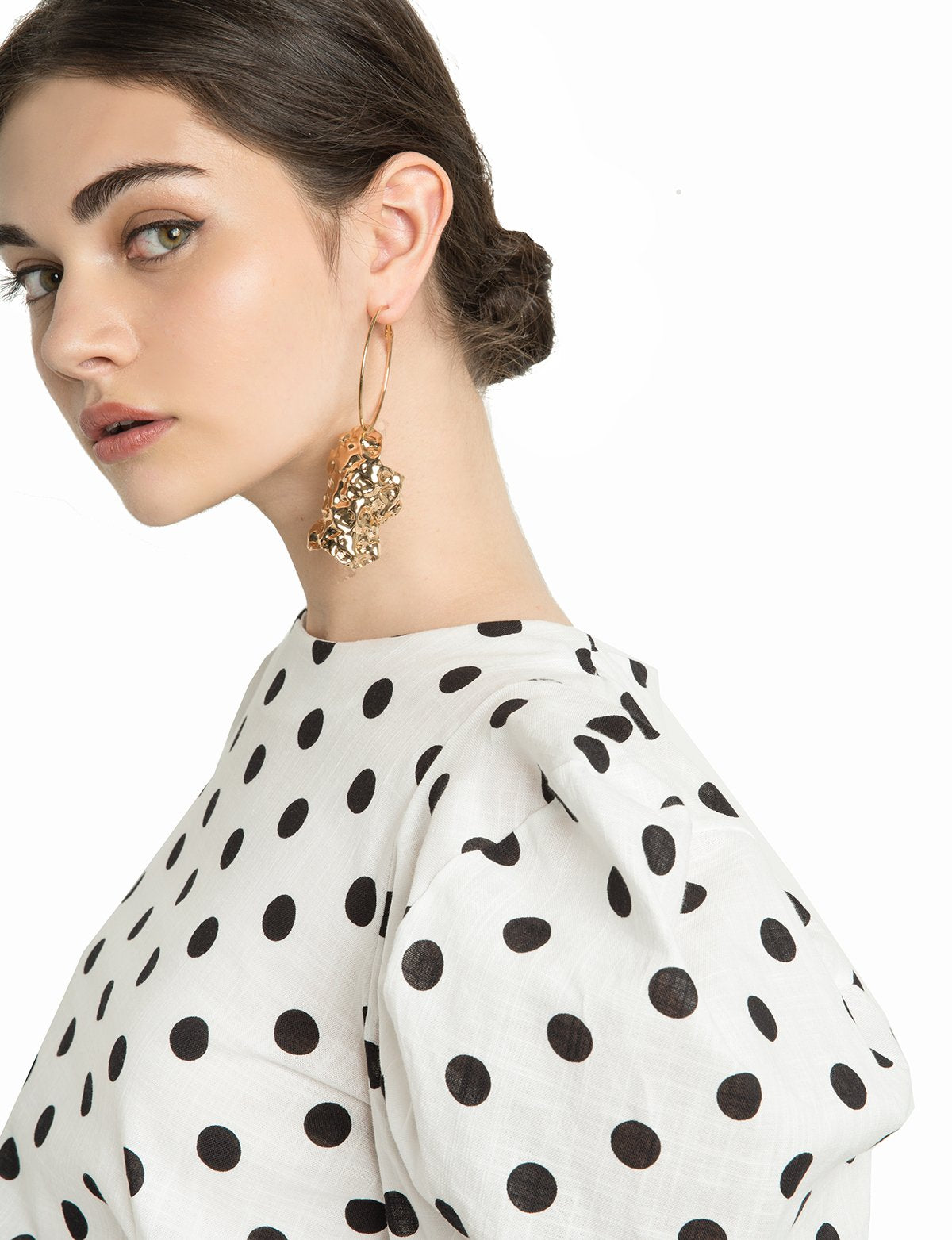 Roma Polka Dot Balloon Sleeve Top