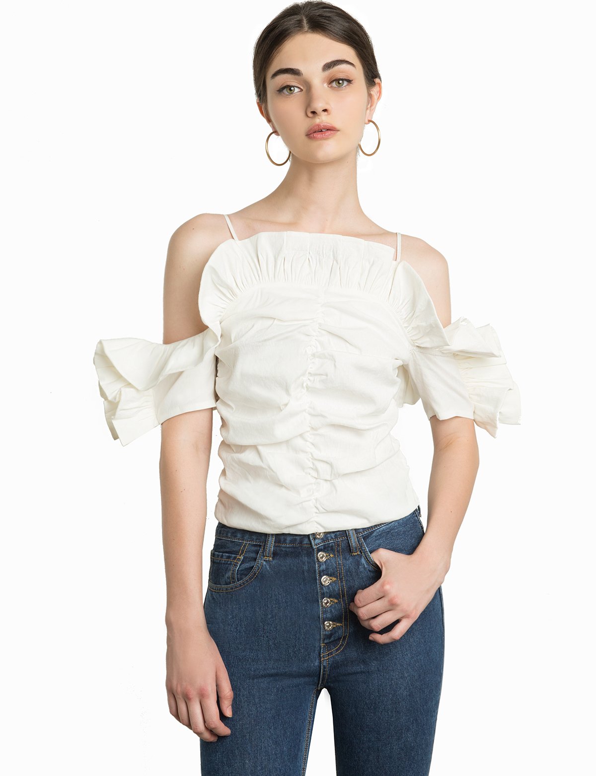 Brie Linen Ruffled Strappy Top