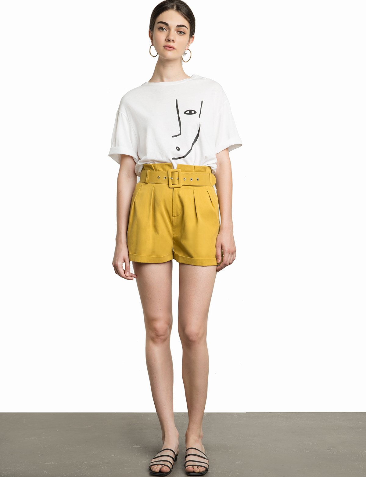 Sam Mustard Paperbag Waist Shorts