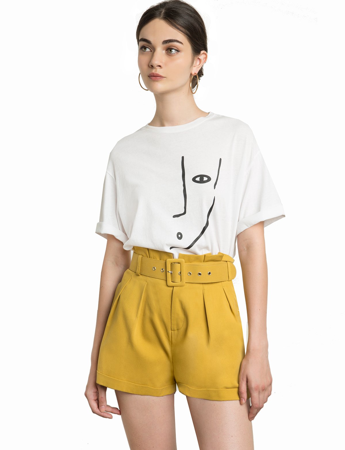 Sam Mustard Paperbag Waist Shorts