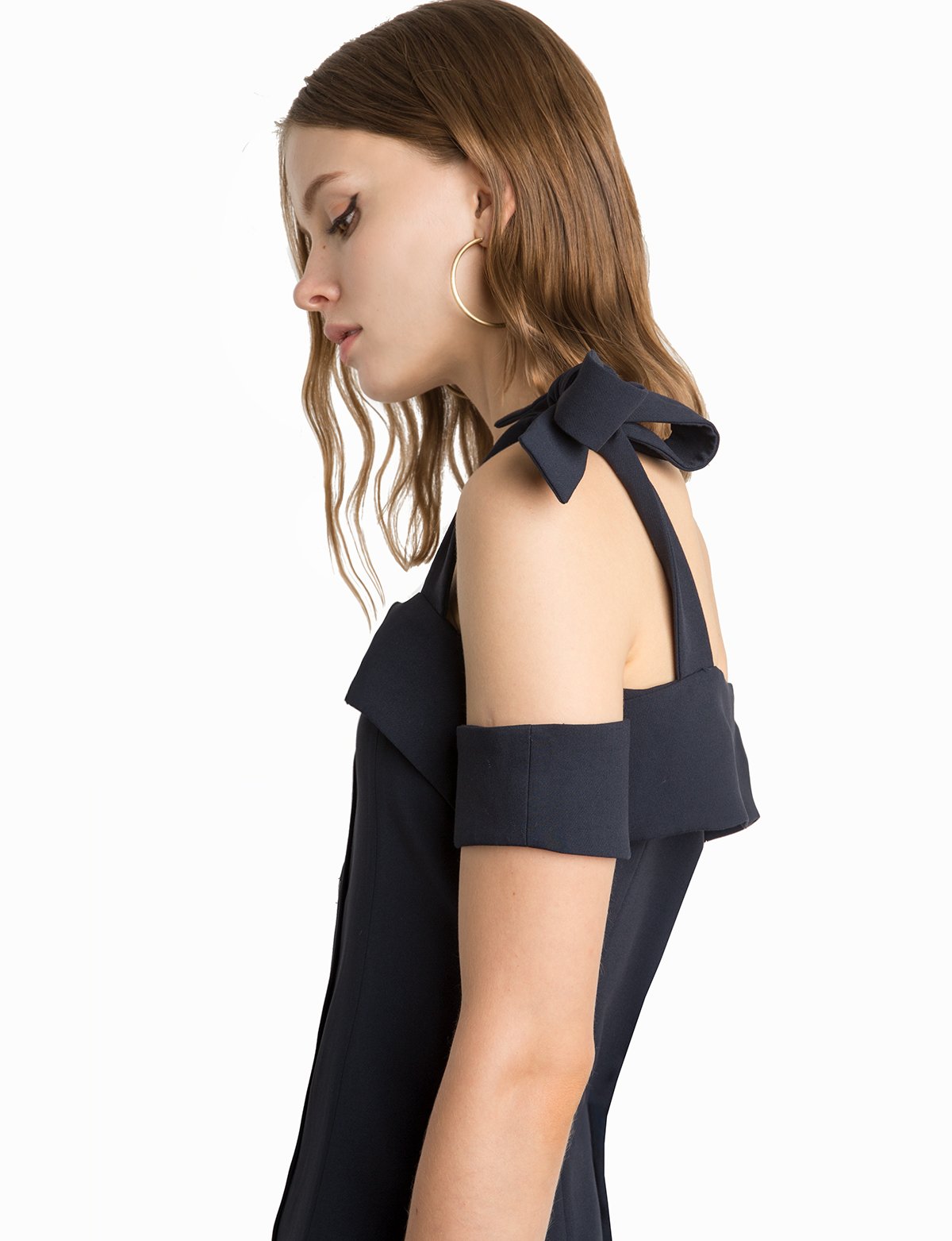 Camden Shoulder Tie Navy Dress