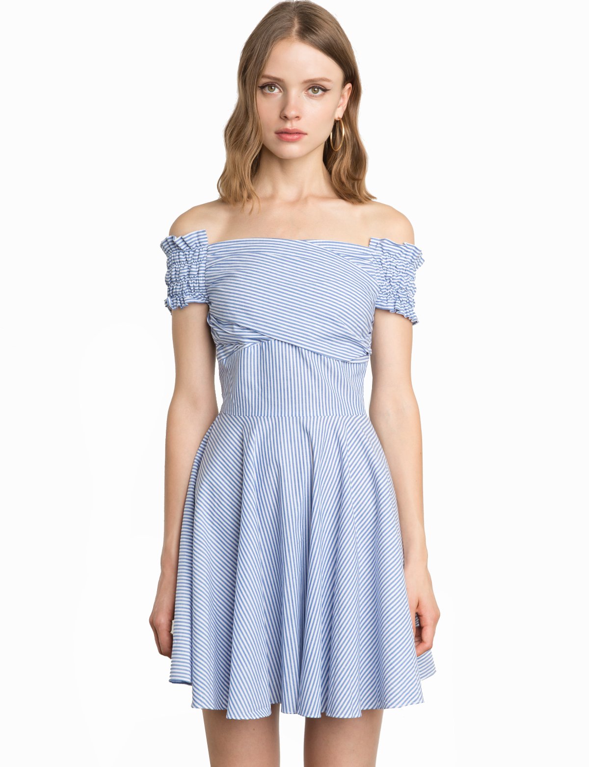 Mia Striped Smocked Sleeve OTS Dress