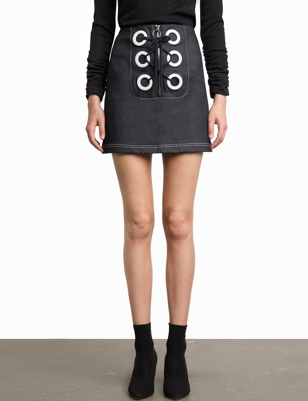 Anton Denim Eyelet Skirt
