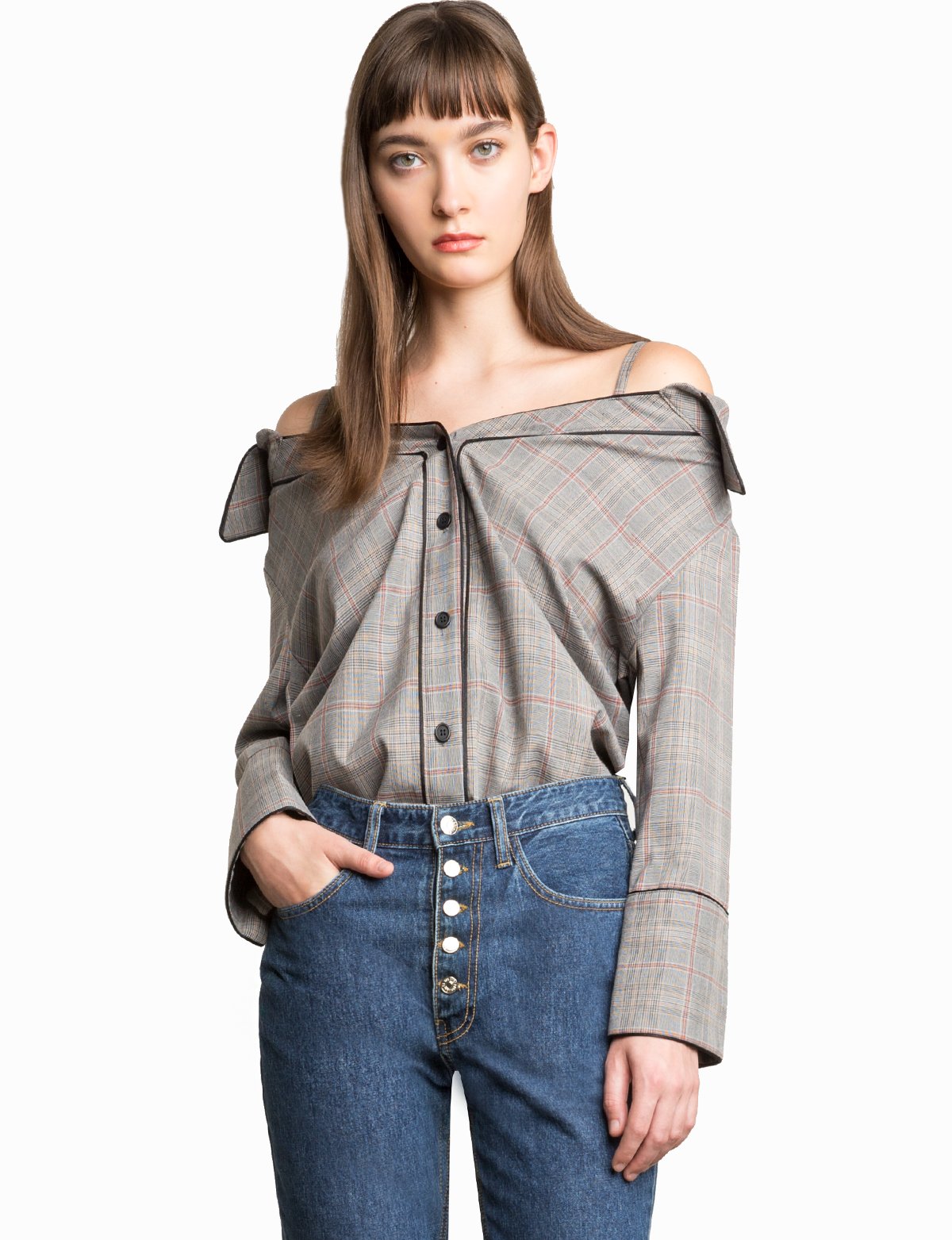 Stella Plaid Strappy OTS Shirt