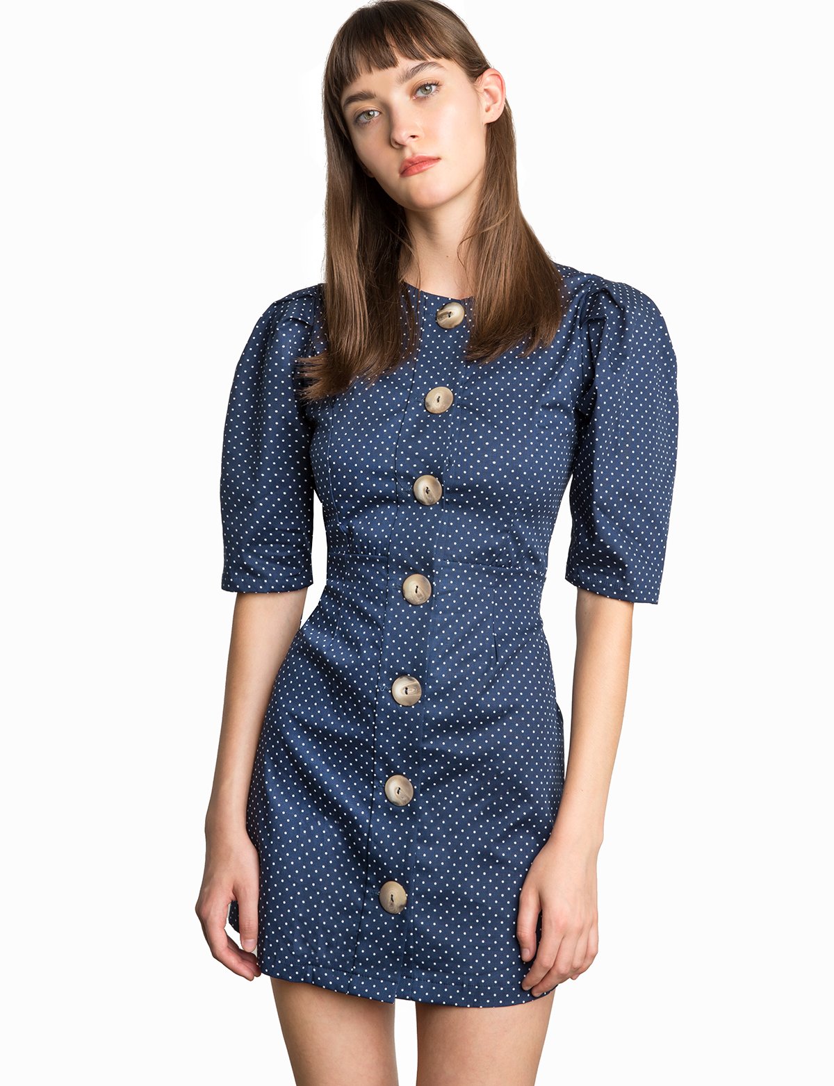 Mirabel Polka Dot Button Dress