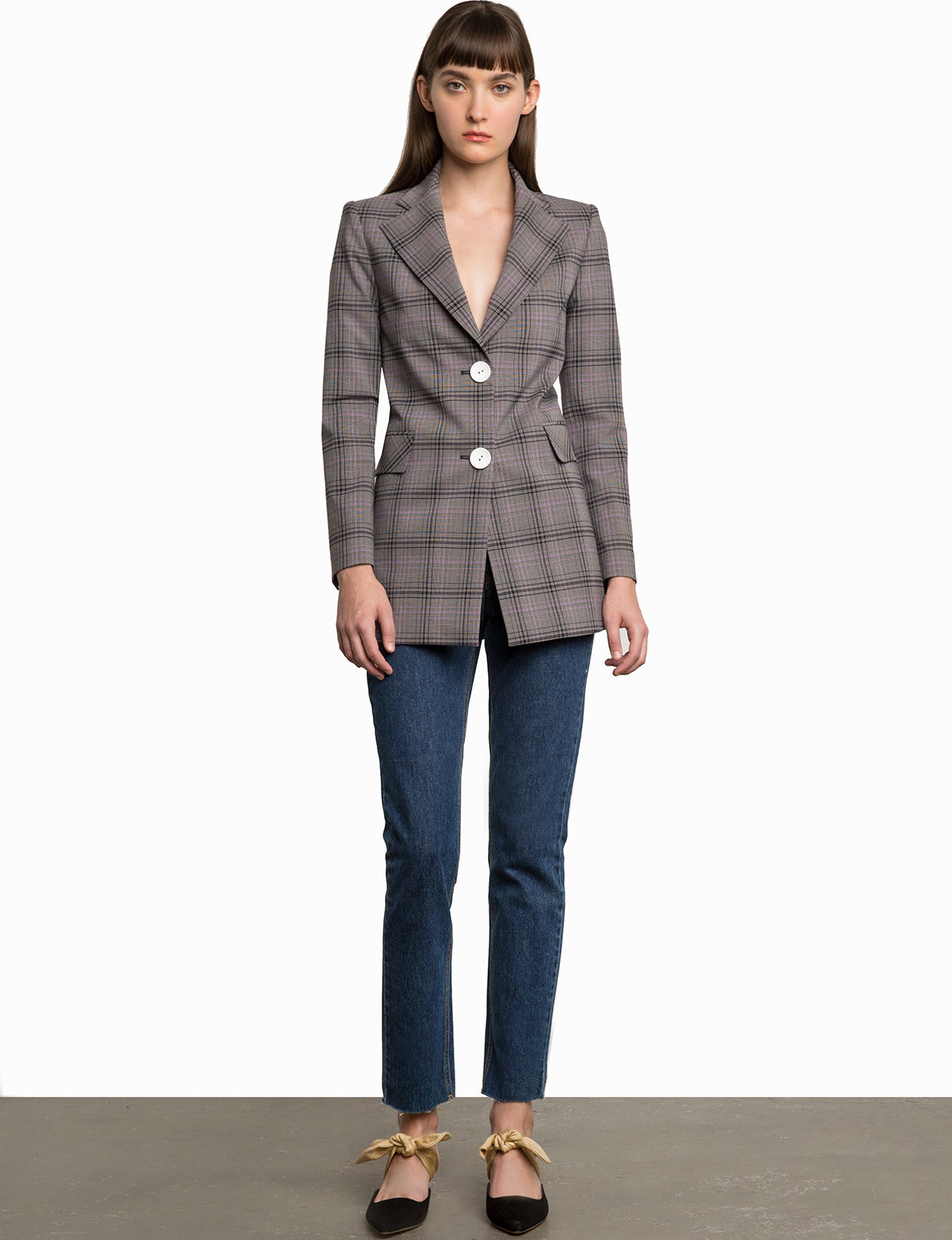 Chelsea Plaid Button Blazer