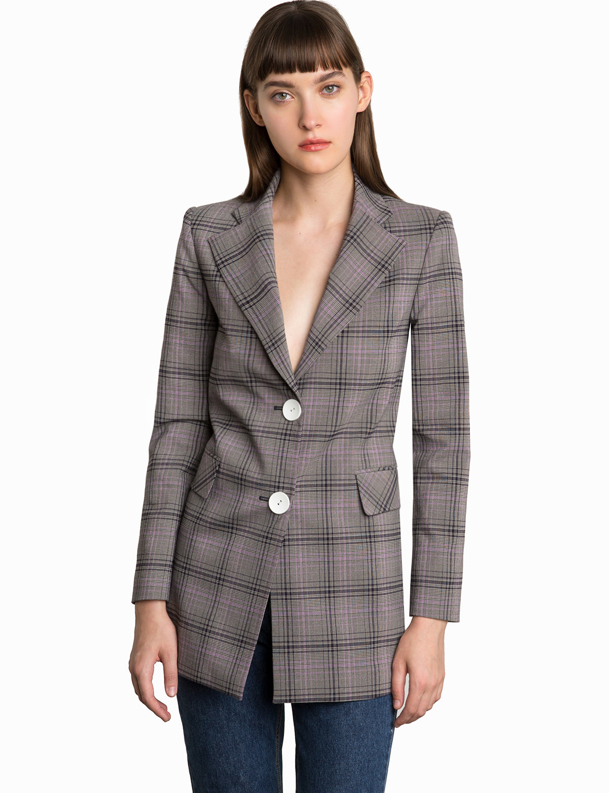 Chelsea Plaid Button Blazer