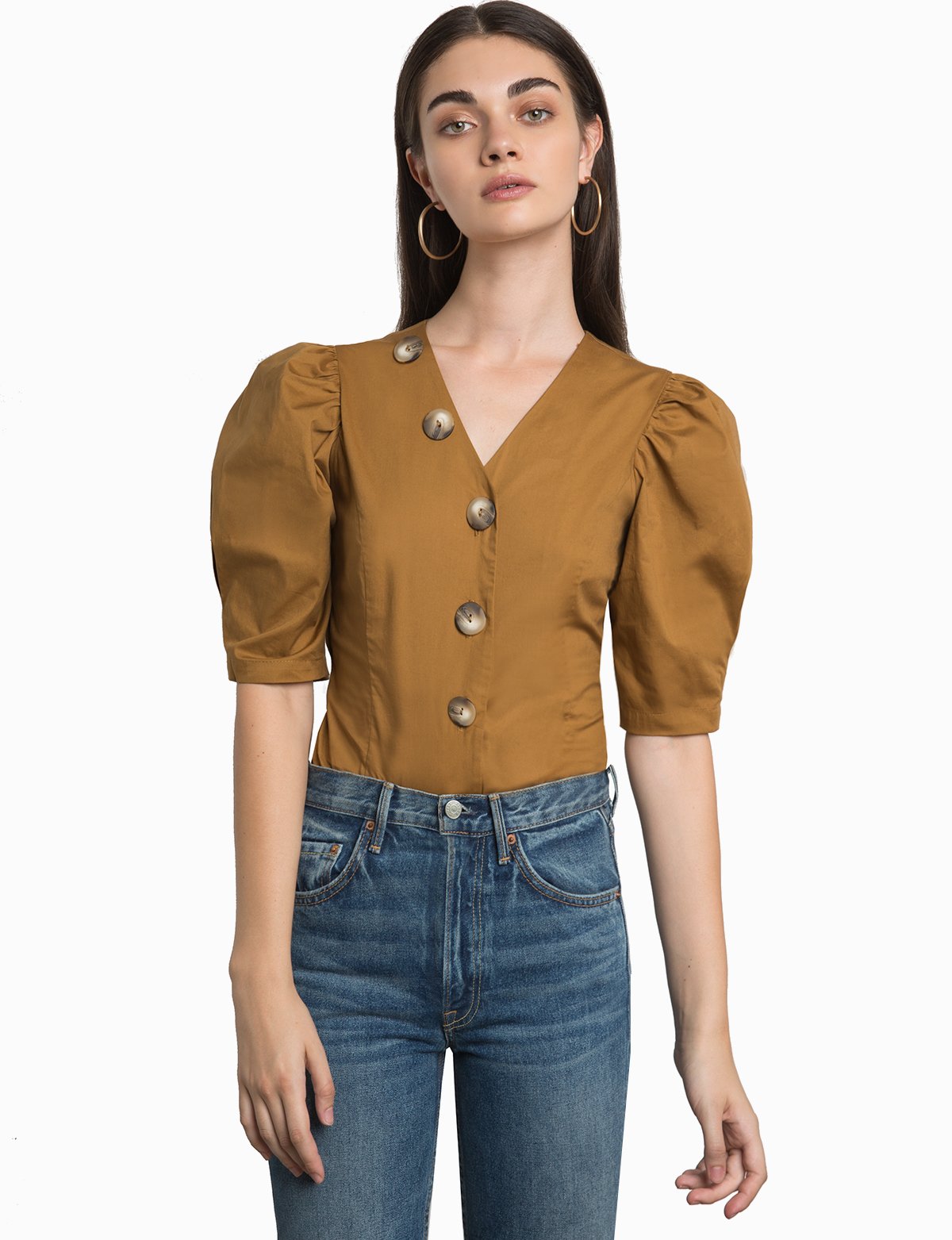 TARTINE BUTTON PUFFY SLEEVE SHIRT