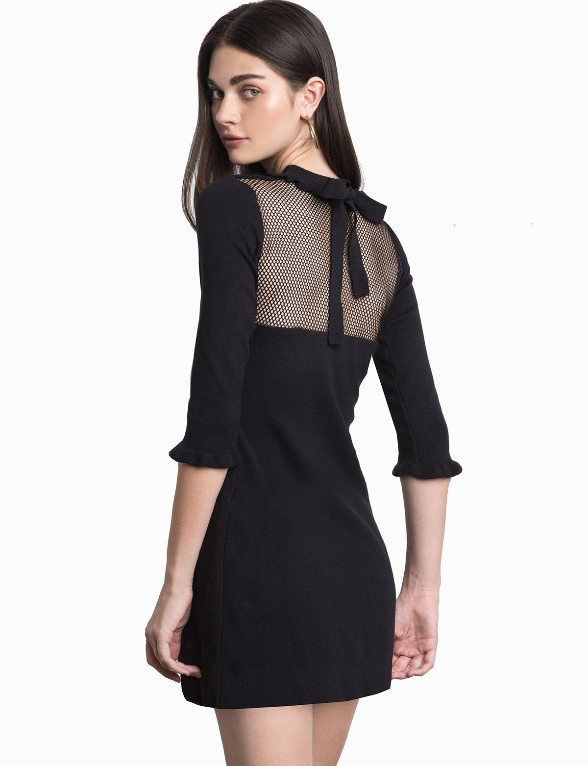 Jane Fishnet Ruffled Knit Dress