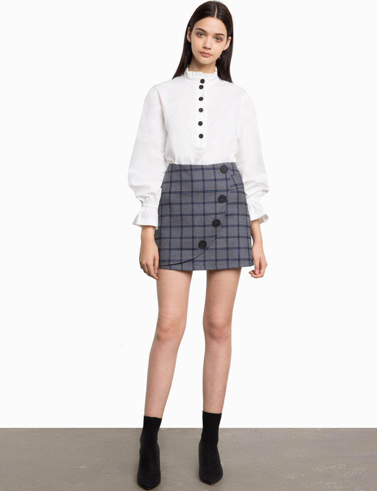 Peyton Plaid Button Skirt