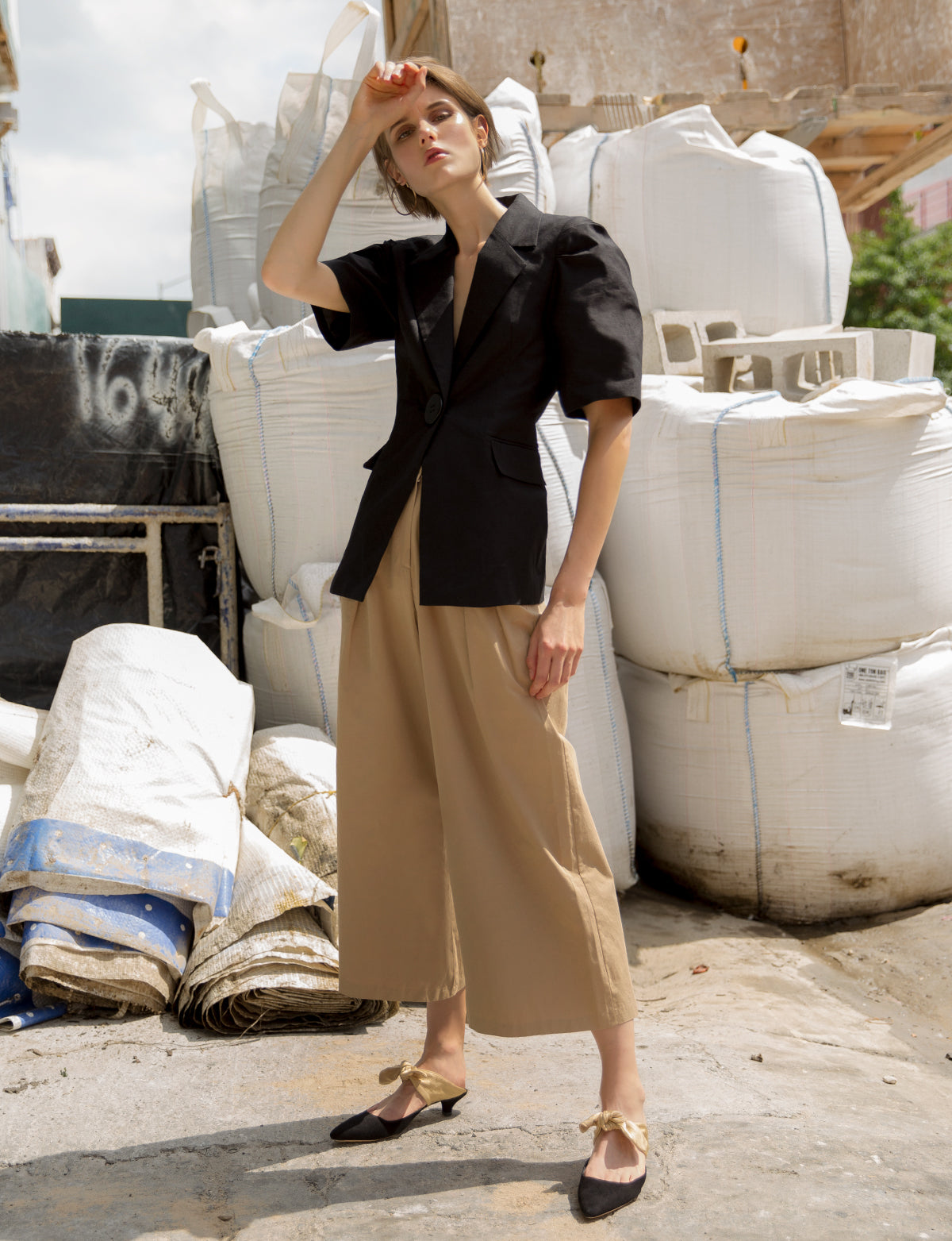 Cali Big Button Linen Jacket