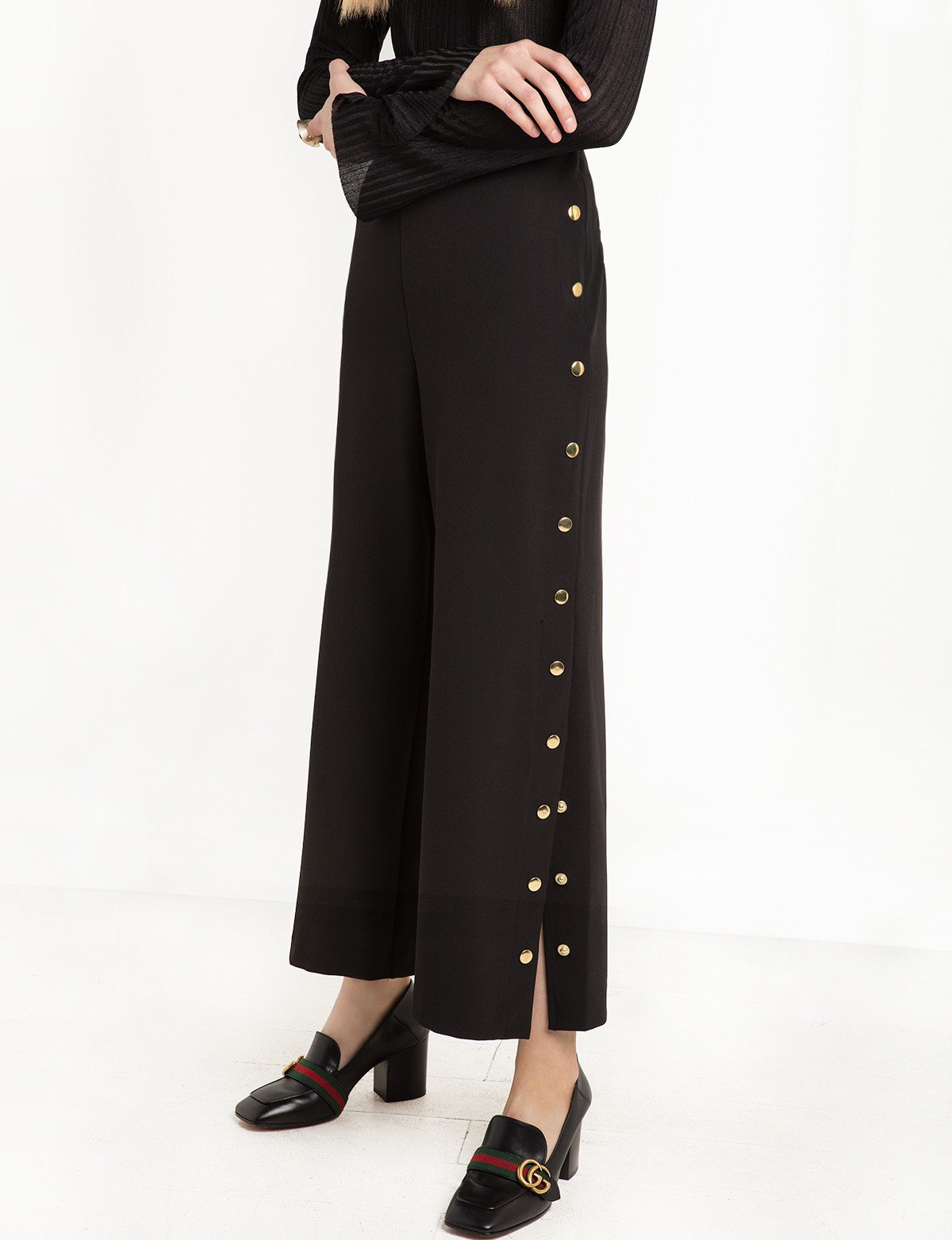 Sydney Black Snap Button Side Pants