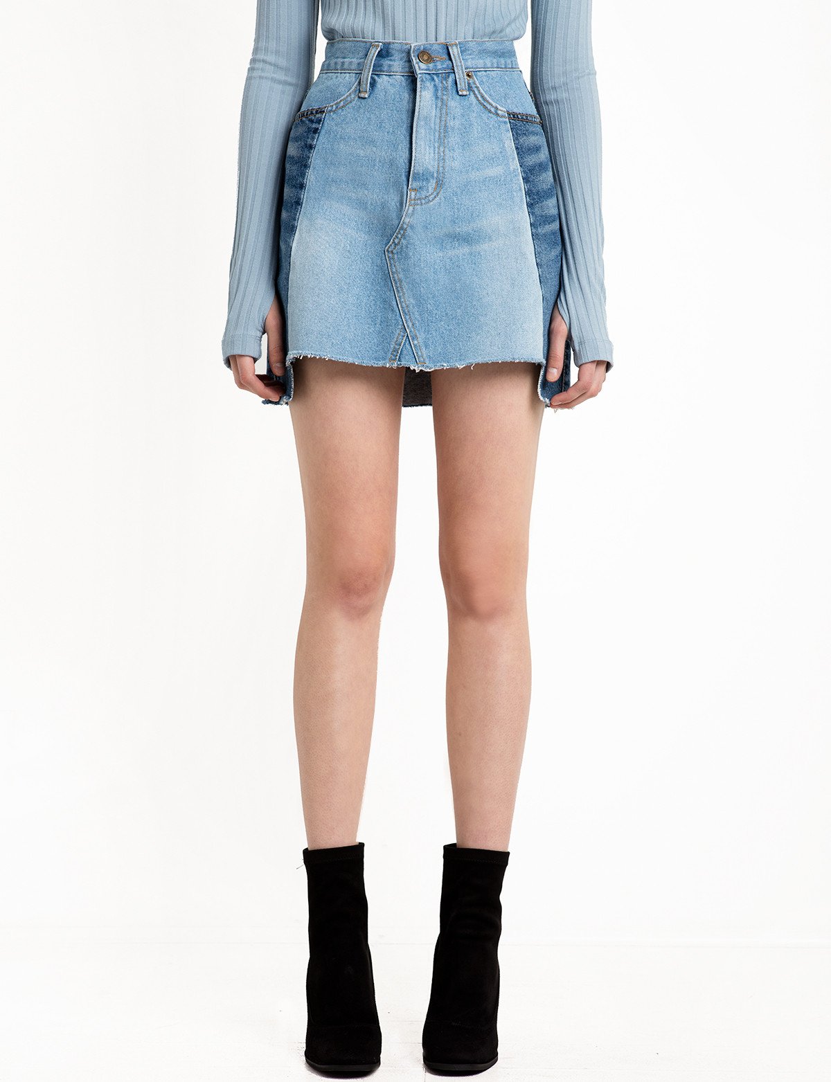 Two Tone Denim Mini Skirt